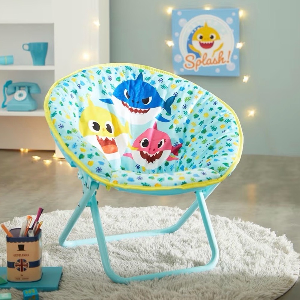 Kids Shark family folding chair. Blue, Yellow, Pink